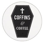 Coffins & Coffee Witchy Black White Ceramic Gothic Coaster