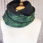 Lime Green Cobweb Stripes Gothic Print Black Fleece Large Multifunctional Snap Scarf