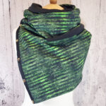 Lime Green Cobweb Stripes Gothic Print Black Fleece Large Multifunctional Snap Scarf