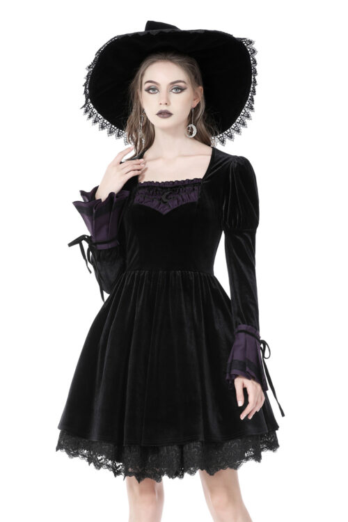 vintage grunge dress Women's Gothic Lolita – Velvet Cocktail Dress With Lace Patchwork & Mesh Long Sleeves Gothic Lolita Dress Women 90s grunge fashion