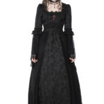 Belladonna Court Black Brocade Gothic Victorian Prom Dress