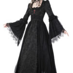 Belladonna Court Black Brocade Gothic Victorian Prom Dress