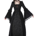 Belladonna Court Black Brocade Gothic Victorian Prom Dress
