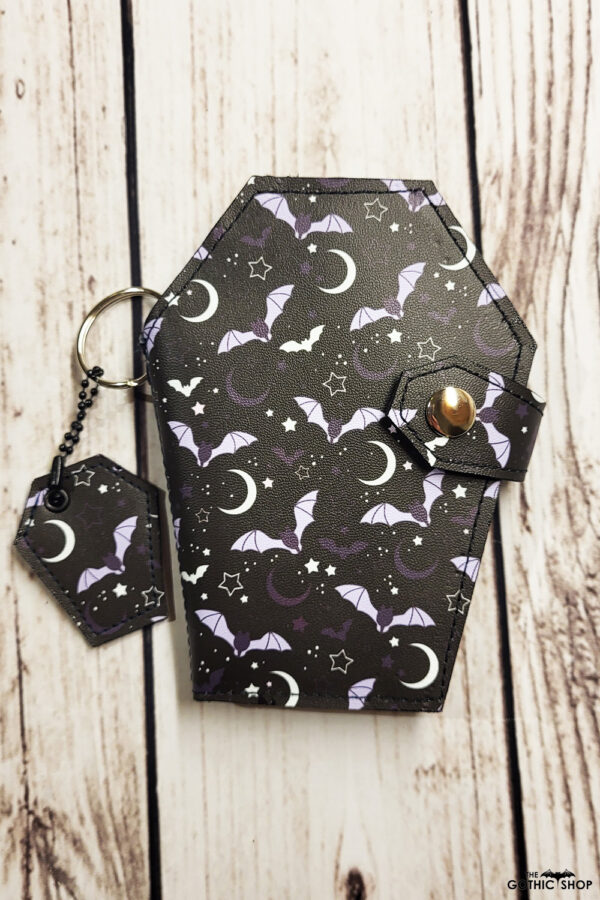 Cordelia Mini Lilac Bats Mini Bifold Gothic Coffin Wallet