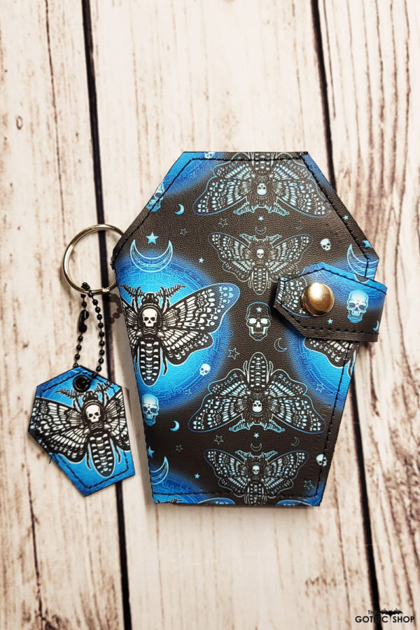 Cordelia Blue Death Moth Mini Bifold Gothic Coffin Wallet