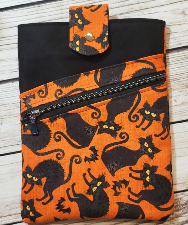 Black Cats Orange Paperback Hardback LARGE Book Sleeve with Zip Pocket