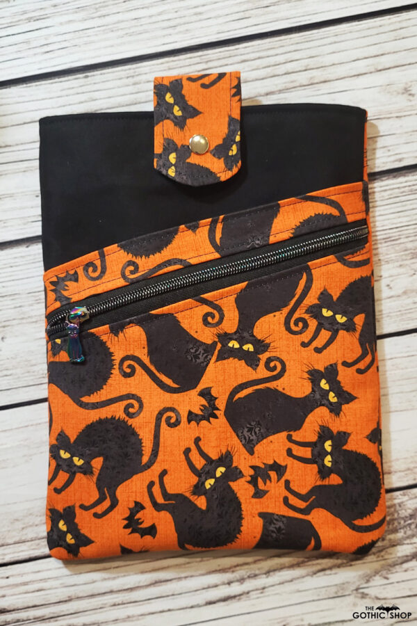 Black Cats Orange Paperback Hardback LARGE Book Sleeve with Zip Pocket