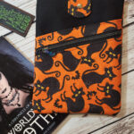 Black Cats Orange Paperback Hardback LARGE Book Sleeve with Zip Pocket