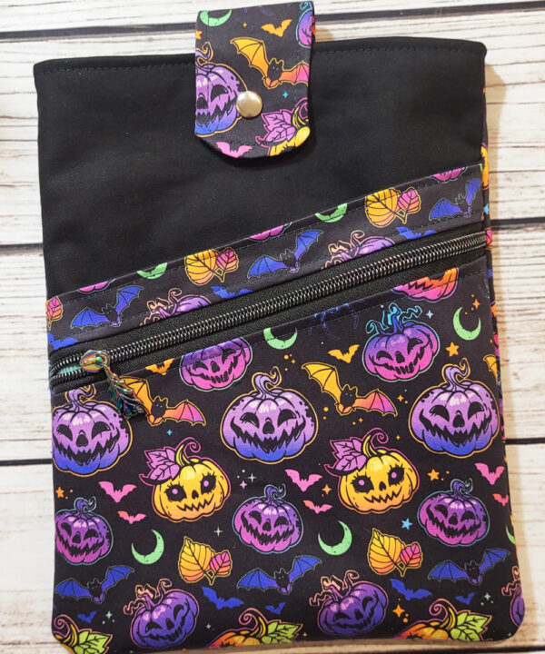Cutest Pumpkins & Bats Gothic LARGE Book Sleeve with Zip Pocket