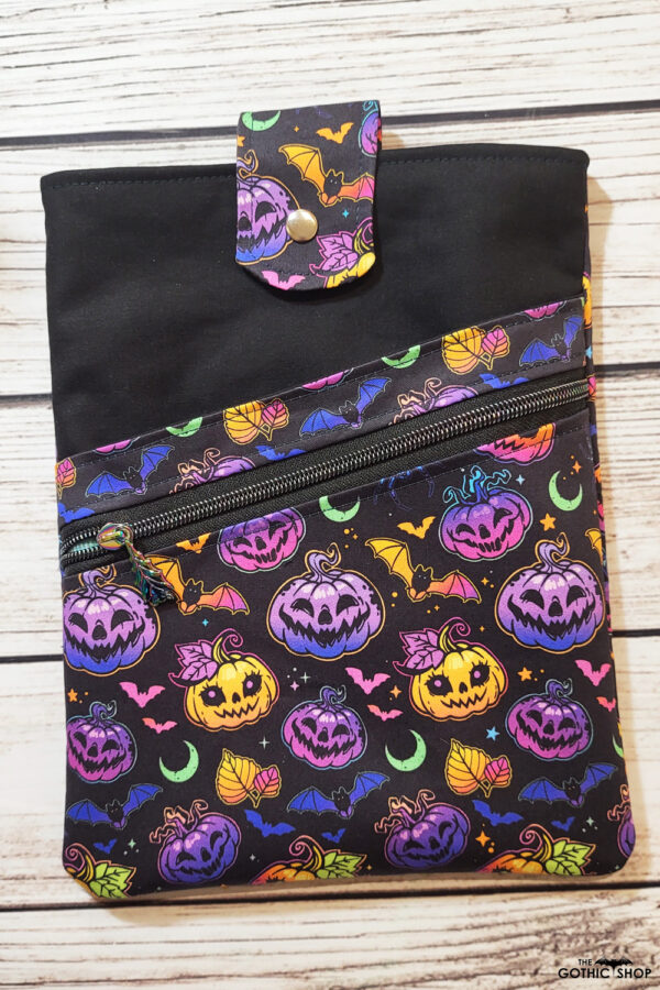 Cutest Pumpkins & Bats Gothic LARGE Book Sleeve with Zip Pocket