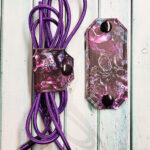 Purple Skull Roses Cable Tidy Strap / Earphone Holder / Cord Keeper
