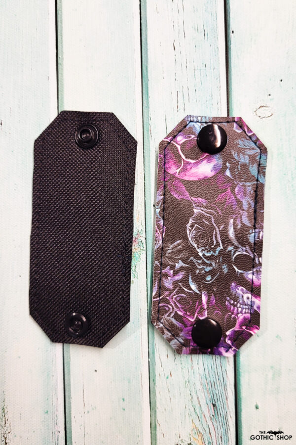 Purple Skull Roses Cable Tidy Strap / Earphone Holder / Cord Keeper