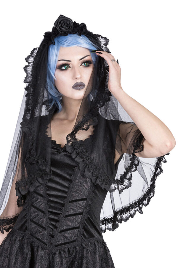 Eliana Black Mesh Gothic Wedding Veil by Sinister