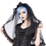 Eliana Black Mesh Gothic Wedding Veil by Sinister