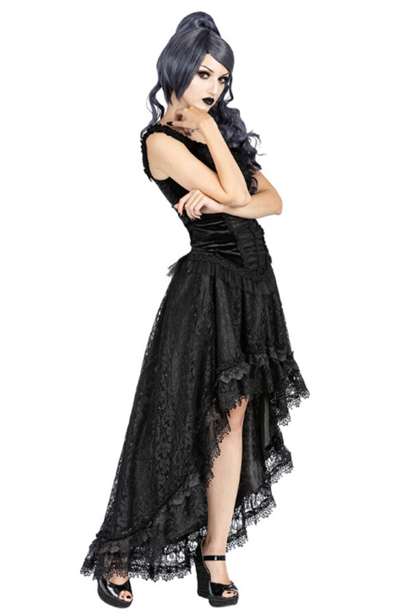 Dulce Black Lace High Low Gothic Skirt and top by Sinister