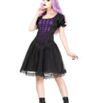 Eliana Black Purple Velvet Gothic Lolita Minidress by Sinister