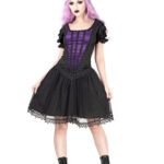 Eliana Black Purple Velvet Gothic Lolita Minidress by Sinister