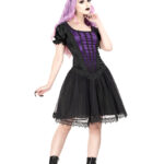 Eliana Black Purple Velvet Gothic Lolita Minidress by Sinister