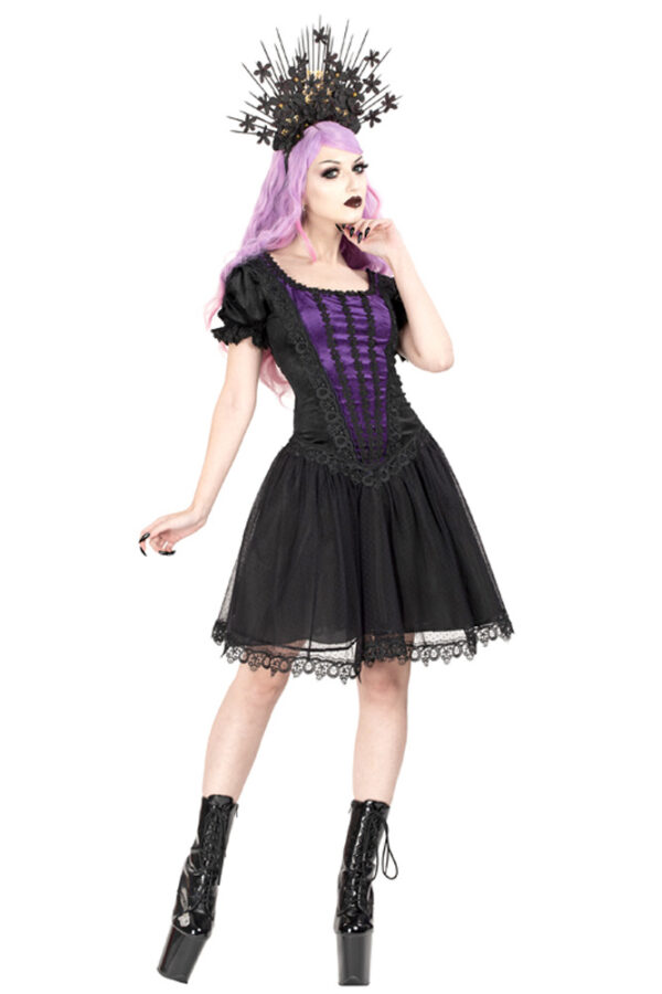 Eliana Black Purple Velvet Gothic Lolita Minidress by Sinister