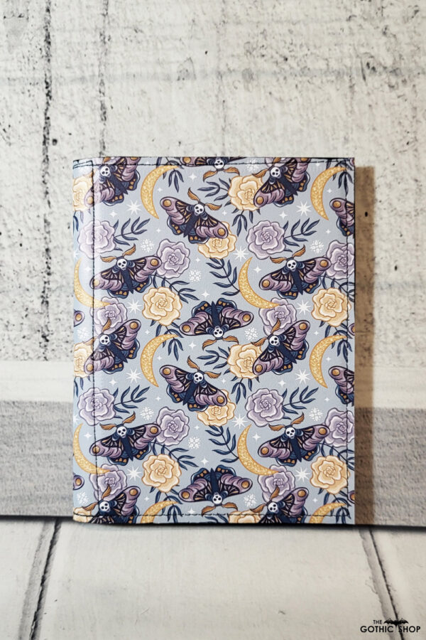 Moondance Grey Skull Death Moth A6 Gothic Print Small Notepad Holder