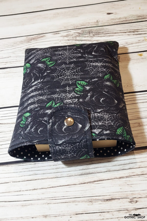 Black Cobweb Roses Stripes Gothic Paperback SMALL Book Sleeve iPad Cover