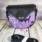Acacia purple halloween gothic print crossbody bag