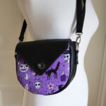 Acacia purple halloween gothic print crossbody bag