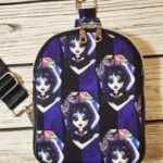 Mavee Wednesday Purple Stripe Small Gothic Crossbody Sling Bag
