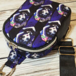 Mavee Wednesday Purple Stripe Small Gothic Crossbody Sling Bag