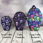 Gothic Print Coffin Shaped Crossbody Bags and Backpack