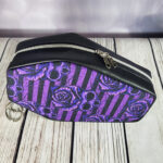Skull Rose Purple Stripe Gothic Print Coffin Shaped Crossbody Bag