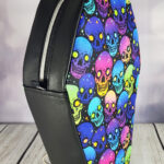 Neon Skulls Gothic Print Large Coffin Shaped Backpack Bag