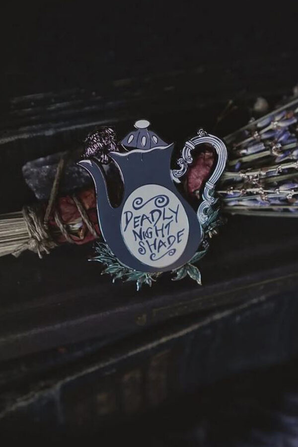 Deadly Night Shade Grey Teapot Enamel Pin