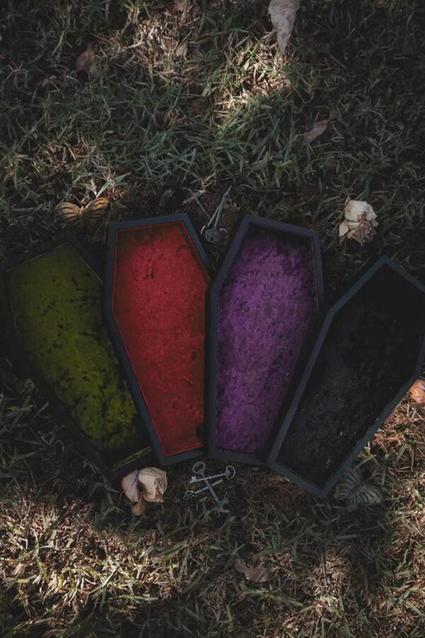 Velvet Lined Coffin Trinket Box