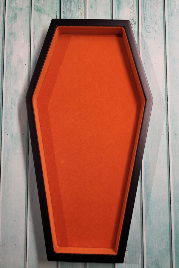 Orange Velvet Lined Coffin Trinket Box