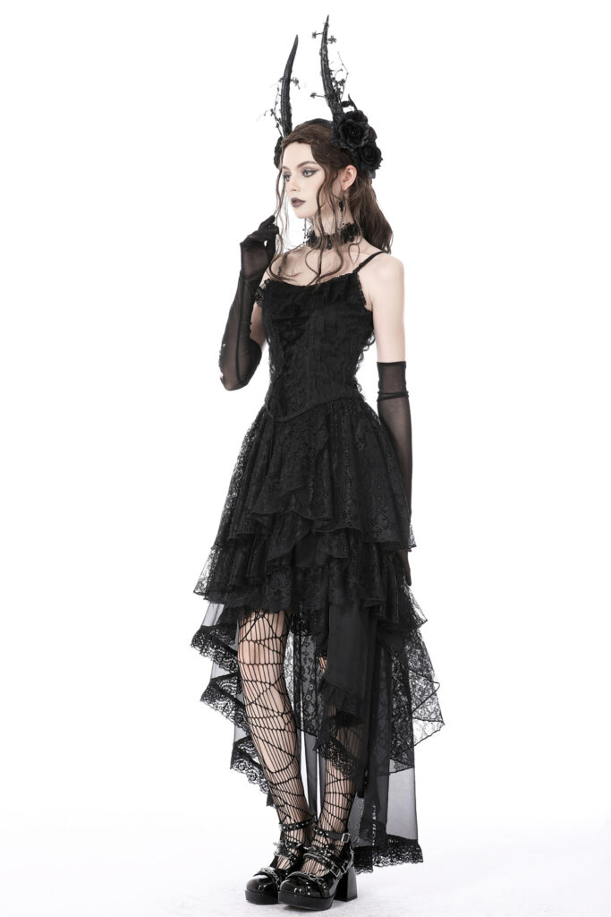 Gothic Prom Elsinore Black Lace Frilly Romantic Gothic Prom Dress - Gothic Prom Dresses