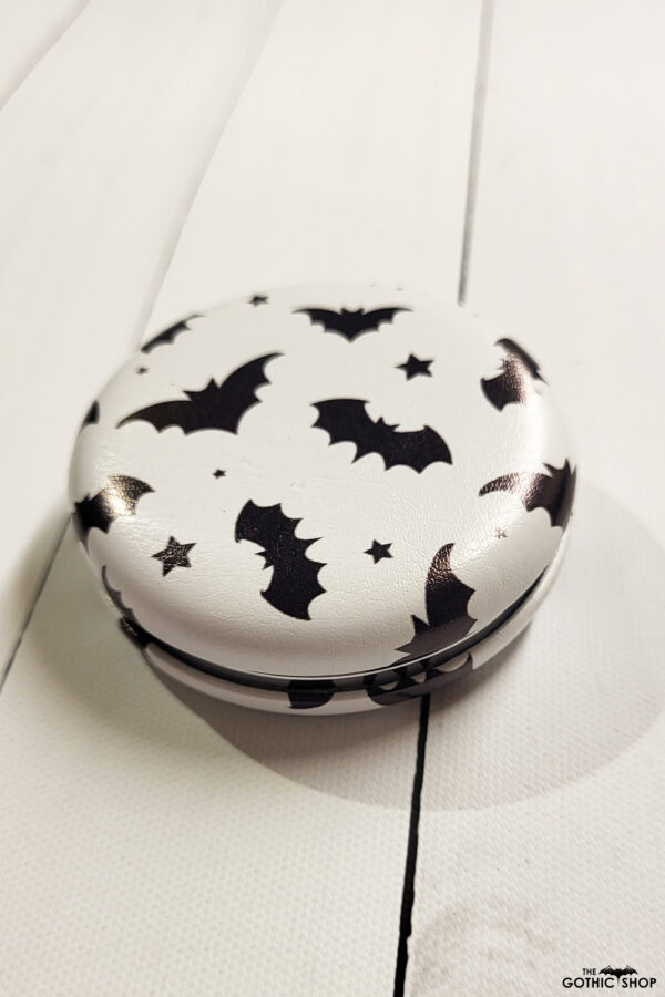 Bats on White Little Compact Gothic Mirror