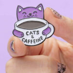 Cats & Caffeine Purple Kitty Enamel Pin