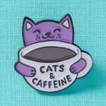 Cats & Caffeine Purple Kitty Enamel Pin