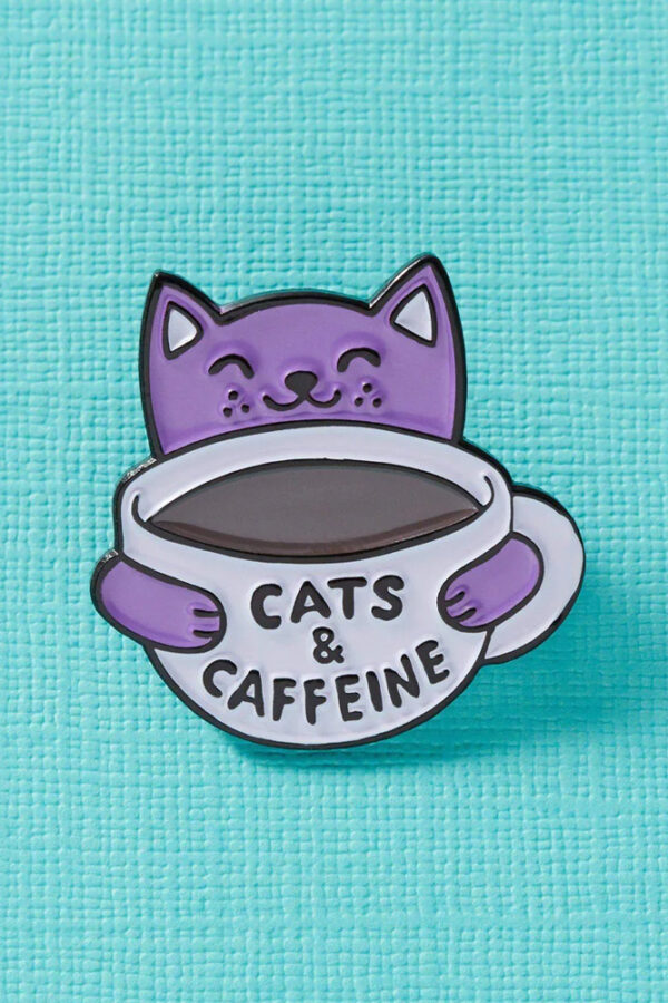 Cats & Caffeine Purple Kitty Enamel Pin