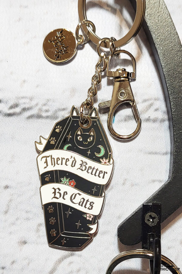 There’d Better Be Cats Coffin Enamel Keyring