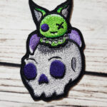 Green Zombie Bat Skull Embroidered Iron On Sew On Gothic Patch