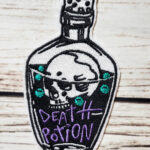 Death Potion Skull Bottle Embroidered Iron On Sew On Gothic Patch