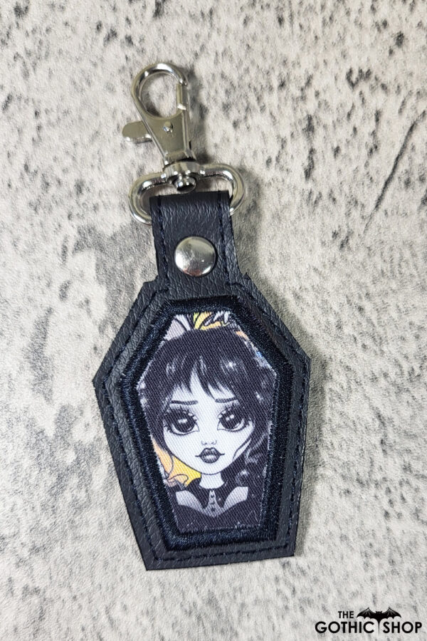 Wednesday Coffin Shaped Gothic Keyring | Bag Tag