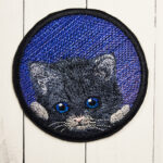 Grey Cat Iron On Sew On Gothic Patch