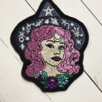 Green Eyed Pink Hair Witch Iron On Sew On Gothic Patch