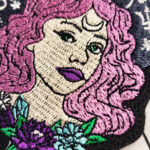 Green Eyed Pink Hair Witch Iron On Sew On Gothic Patch