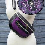 Black and Purple Sling Crossbody Bag with Wednesday Lining