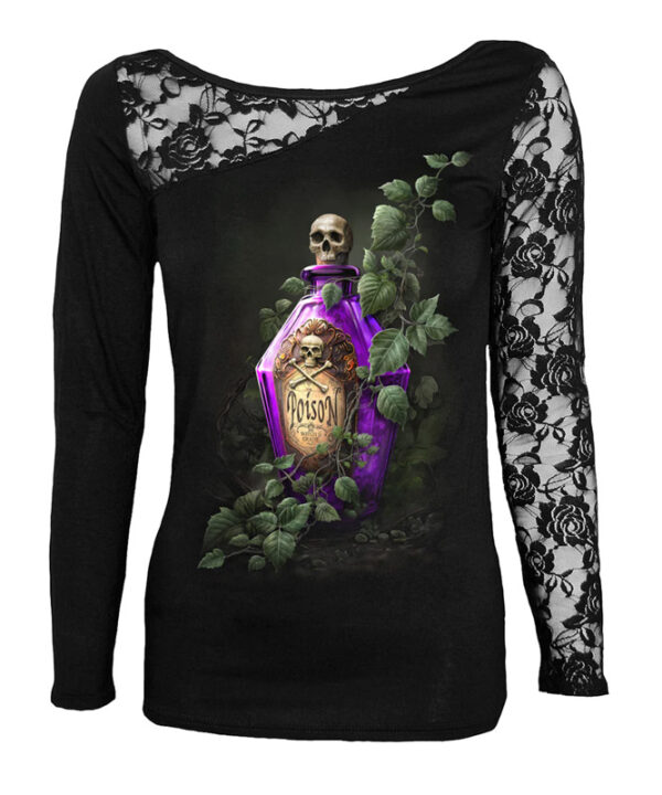 Poisoned Ivy Black Lace One Shoulder Top