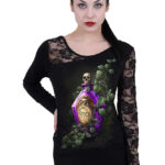 Poisoned Ivy Black Lace One Shoulder Top